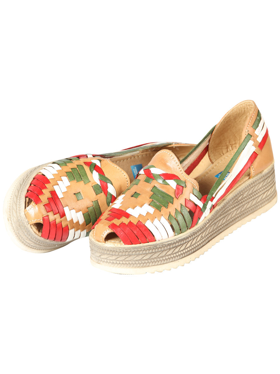 Mexican Artisanal Sandals Leather Tricolor 603942 — view 3