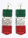 Artisanal Handmade Earrings Wood Tricolor 603945