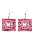 Artisanal Handmade Earrings Wood Pink 603946