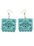 Artisanal Handmade Earrings Wood Emerald 603948