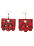 Artisanal Handmade Earrings Wood Red 603949