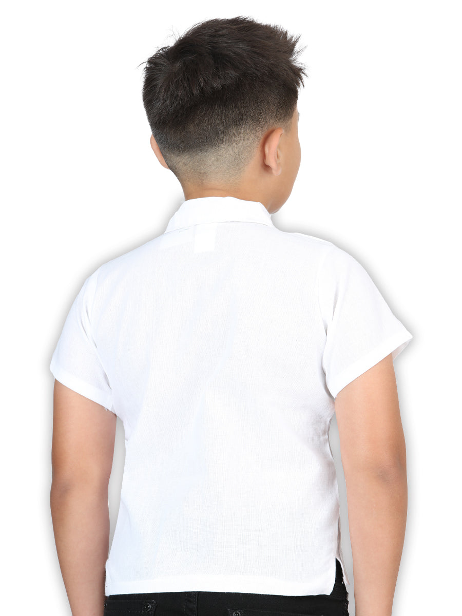 Artisanal Embroidered Shirt 100% Cotton White 603981 — view 2