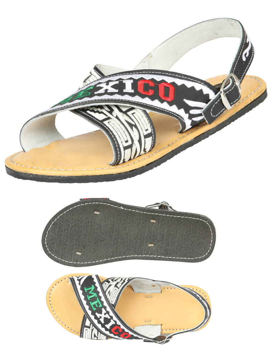 Mexican Artisanal Sandals 50% Leather, 50% Synthetic - White & Black 604033 — view 2