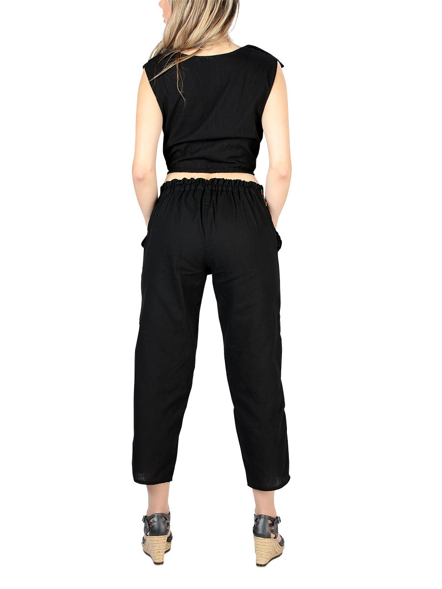 Artisanal Embroidered Set 100% Cotton Black 604048 — view 4