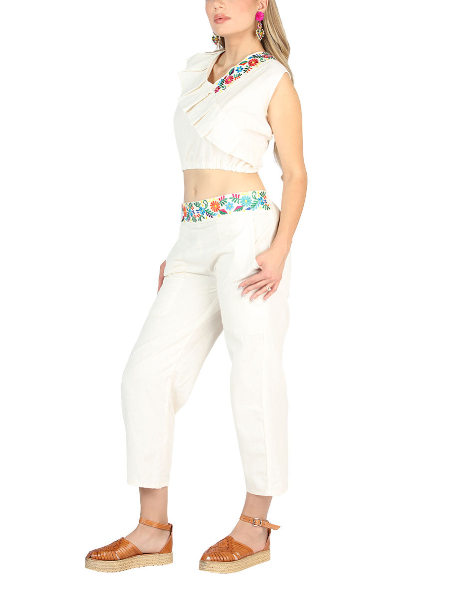 Artisanal Embroidered Set 100% Cotton Beige 604049 — view 3