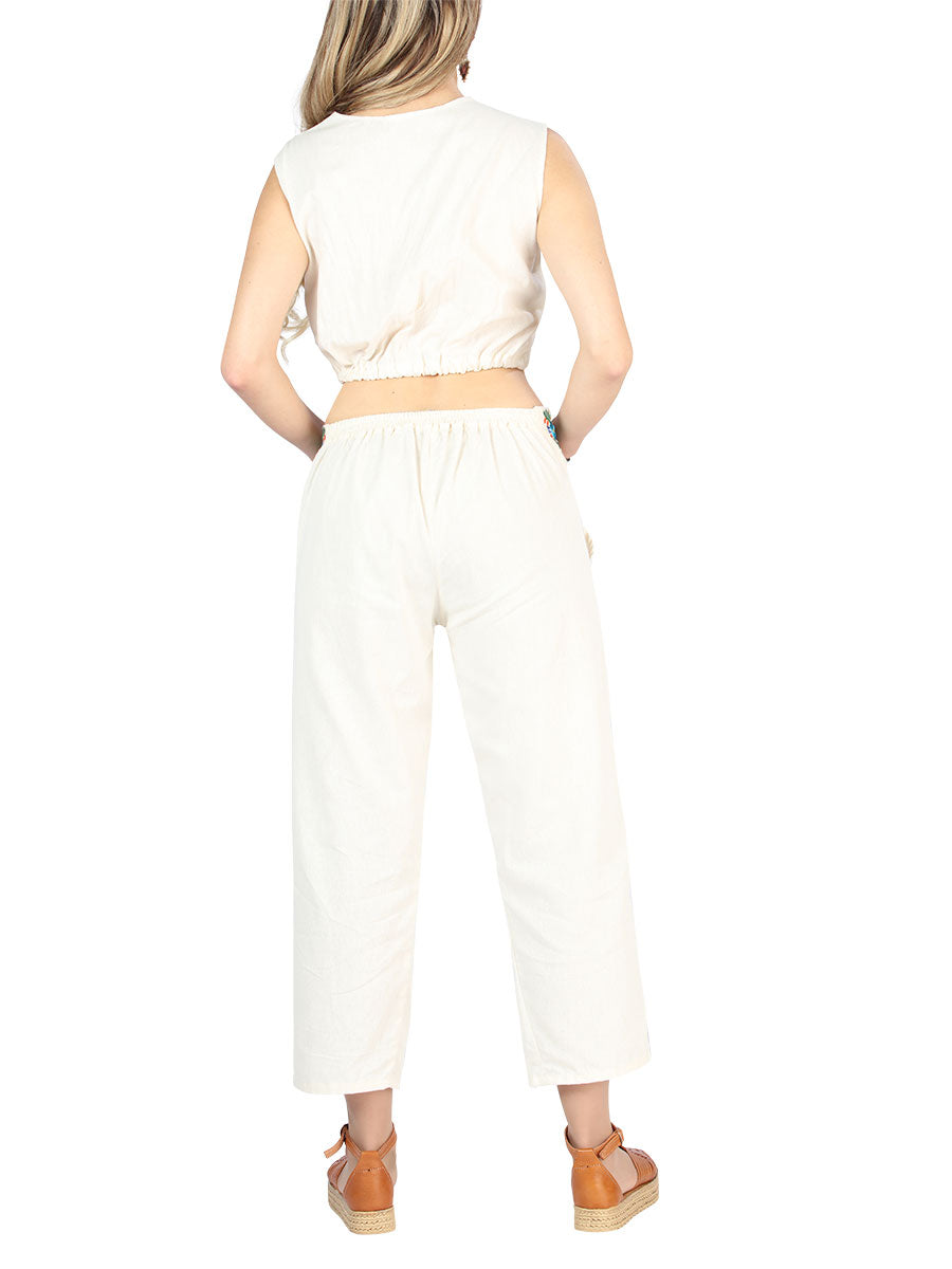 Artisanal Embroidered Set 100% Cotton Beige 604049 — view 4