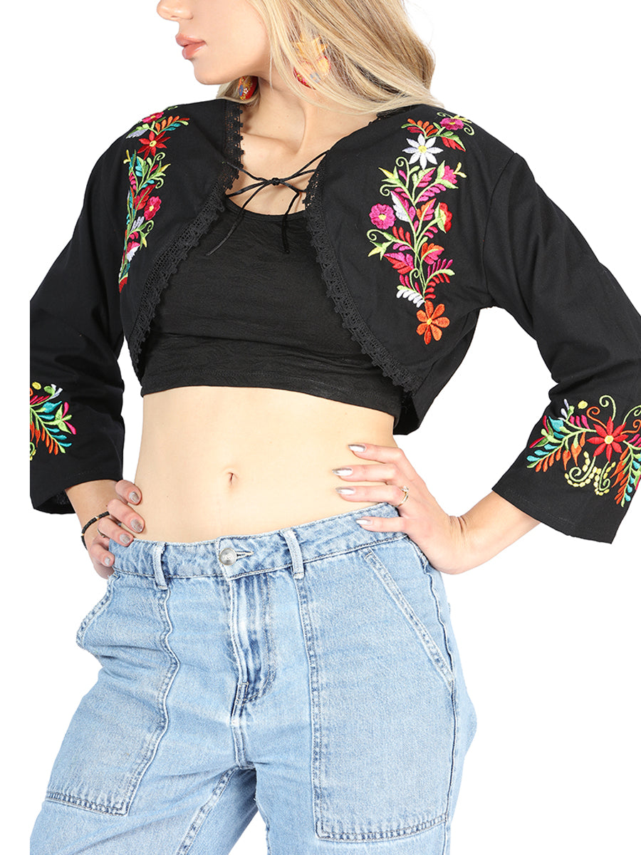 Artisanal Embroidered Torera 100% Cotton Black 604052 — view 3