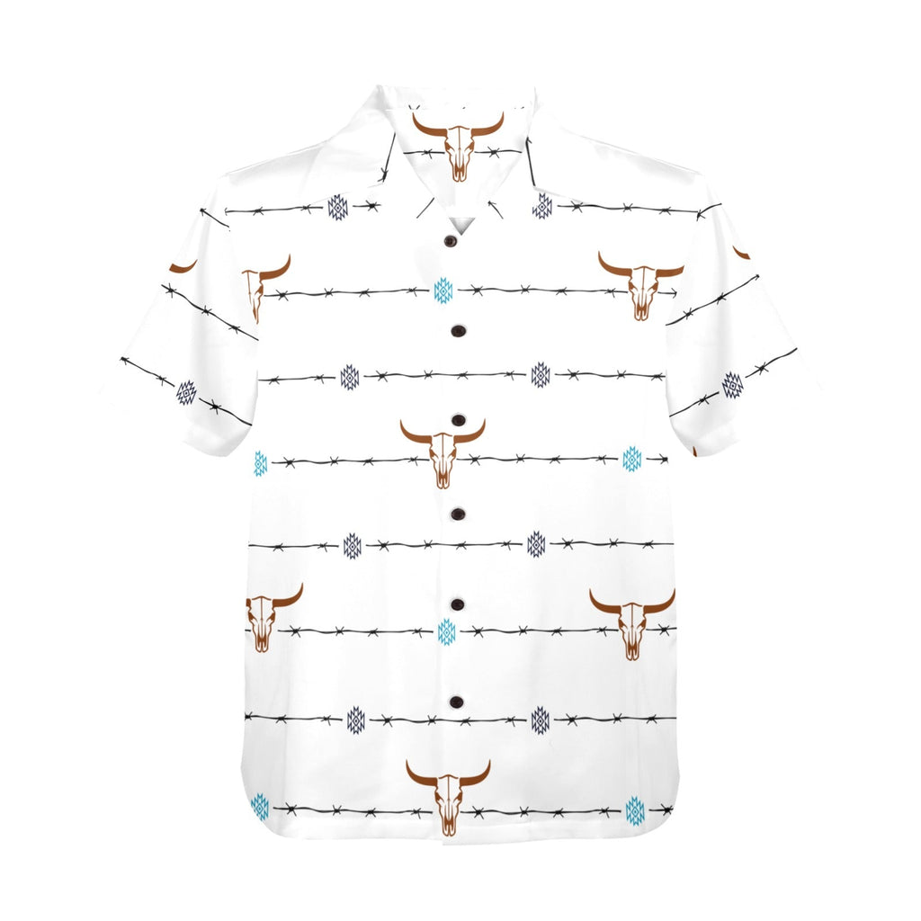 Baha Ranch White Bullhead Aztec Hawaiian Shirt Made in America by Baha Ranch Western Wear - product image 3