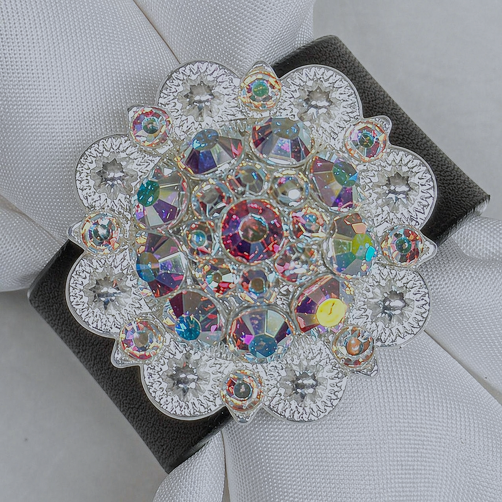 Bright Silver AB Crystal Concho Napkin Ring #CNR104 — view 2
