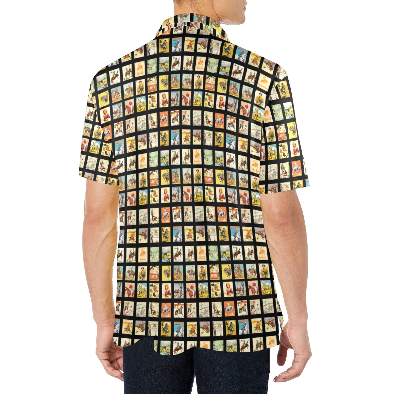 Baha Ranch Cowboy Collage Men's Western Polo Style Shirt by Baha Ranch Western Wear - product image 5