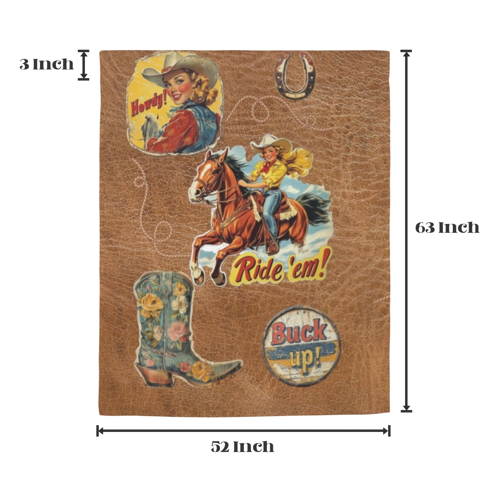 Baha Ranch Vintage Cowgirl Drapes 52" x 63" Made in America by Baha Ranch Western Wear - product image 3