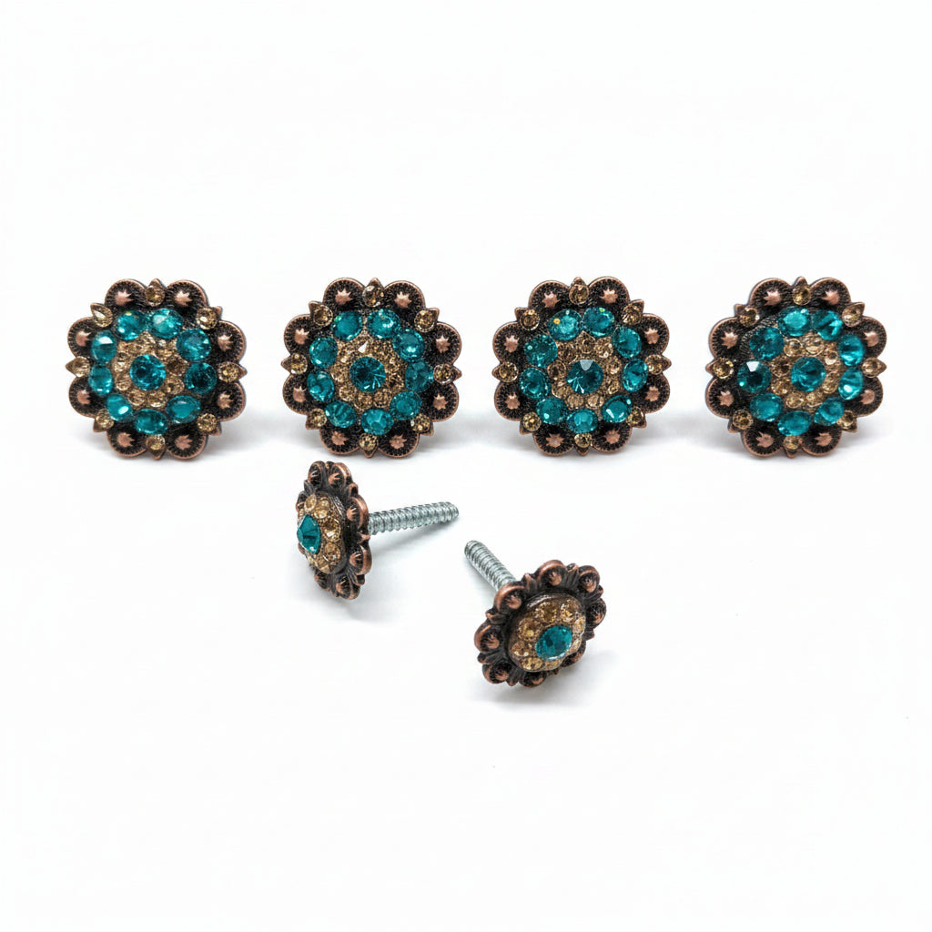 Copper Teal and Champagne Saddle Conchos — view 2