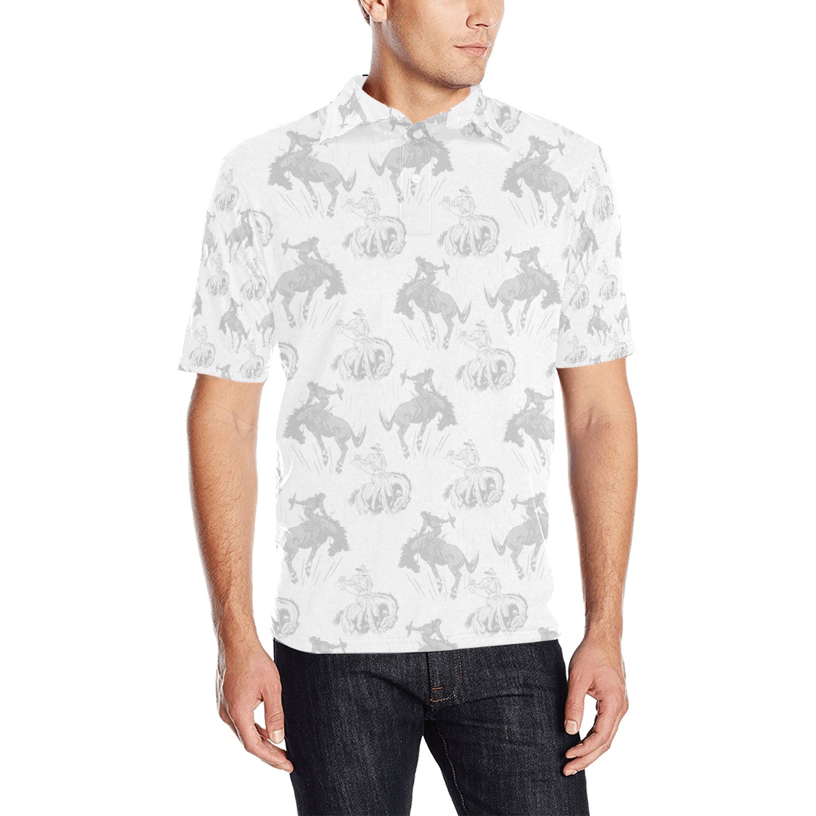 Baha Ranch Shadow Bronc Men's Western Polo Shirt by Baha Ranch Western Wear - product image 3