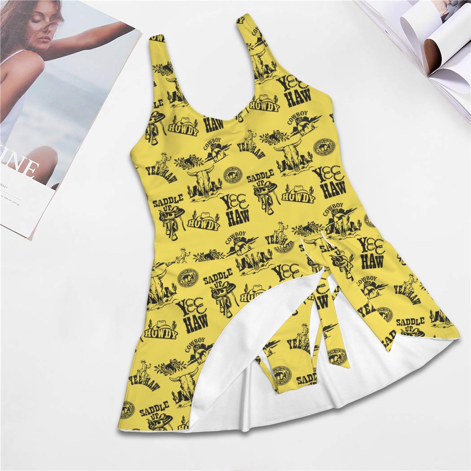 Baha Ranch Cowgirl Graphics Skirted One Piece Swim Suit by Baha Ranch Western Wear - product image 5