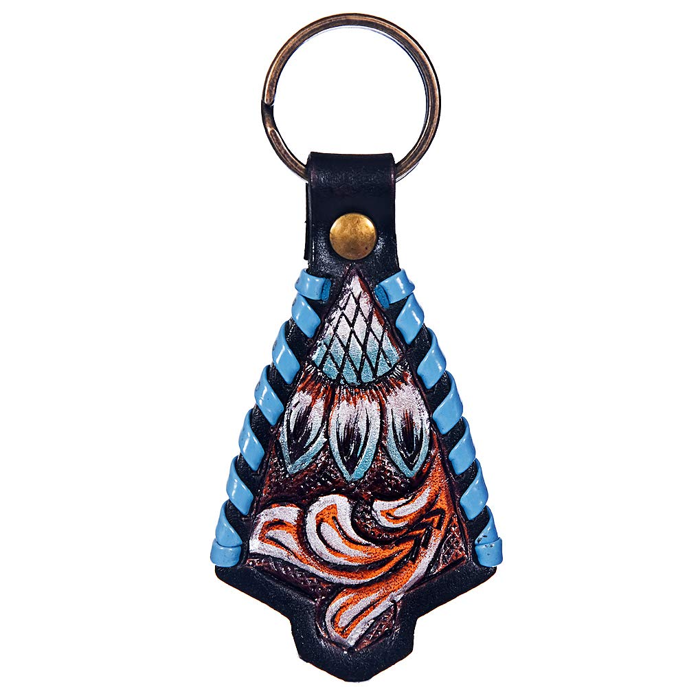Hand Tooled Leather Key Chain Ring Handcraft Handmade Hilason