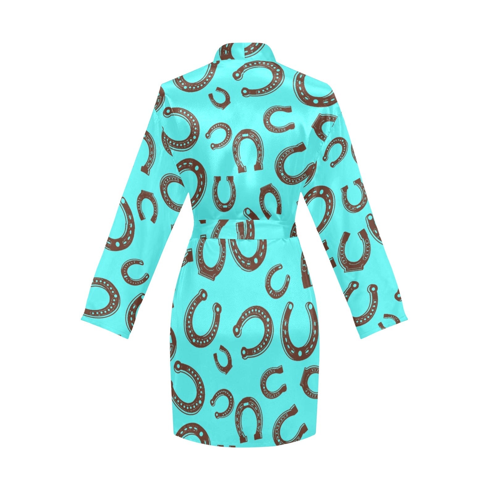 Baha Ranch Turquoise Horseshoe Women's Long Sleeve Belted Satin Feel Dressing Lounge Robe by Baha Ranch Western Wear -...