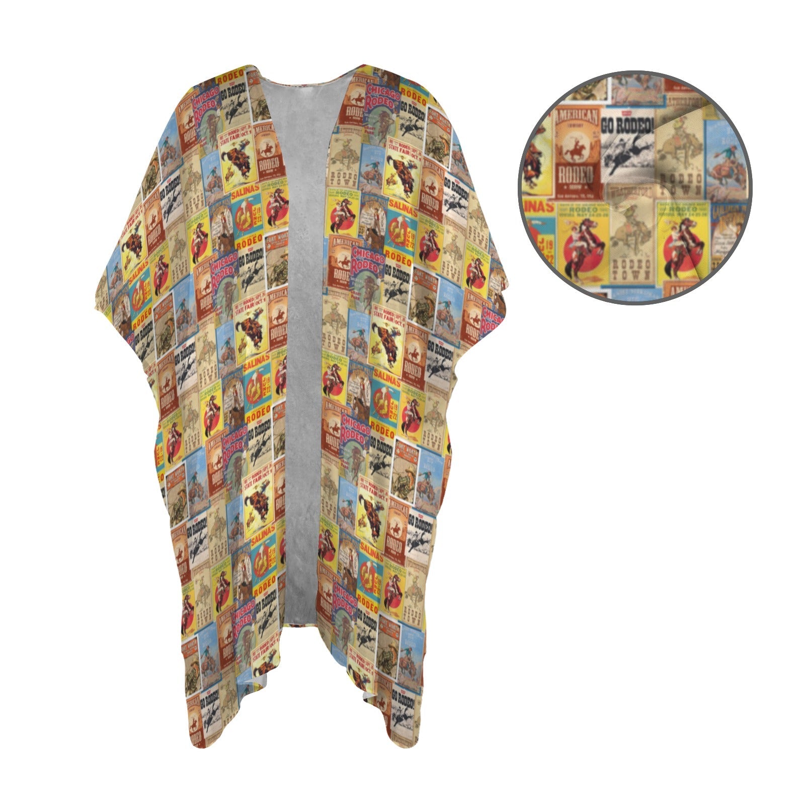 Baha Ranch Vintage Rodeo Poster Duster Kimono Coverup Women's Long Cover Up by Baha Ranch Western Wear - product image 4