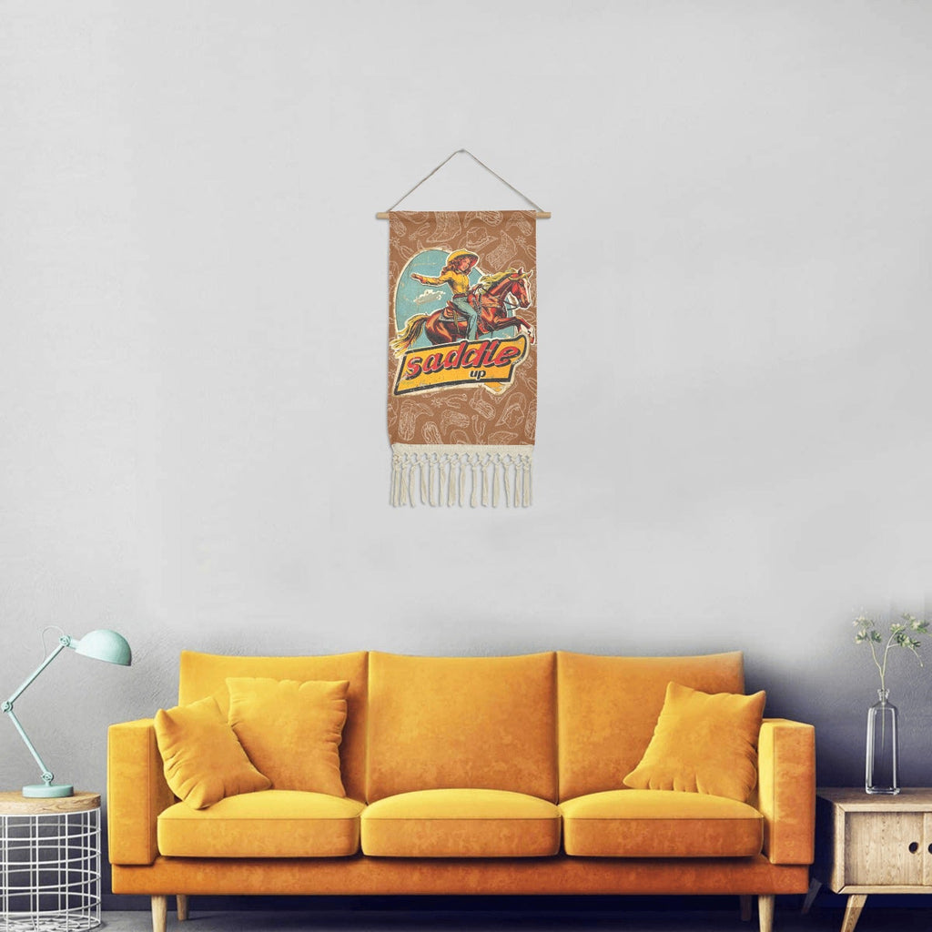 Baha Ranch Saddle Up Western Wall Decor Linen Hanging Poster with Fringe Made in America by Baha Ranch Western Wear -...