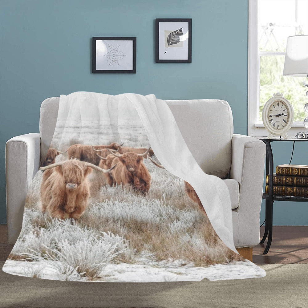 Baha Ranch Highland Cow Throw Blanket Ultra-Soft Micro Fleece Blanket 60" x 80" Made in America by Baha Ranch Western Wear