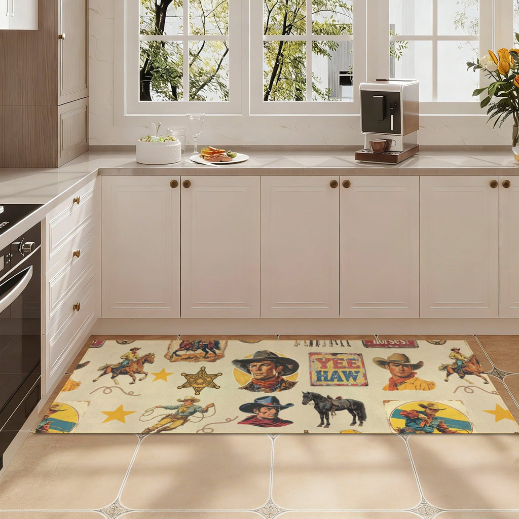 Vintage Cowboy Collage Floor Rug Runner Indoor 60" x 22" Made in America by Baha Ranch Western Wear - product image 8