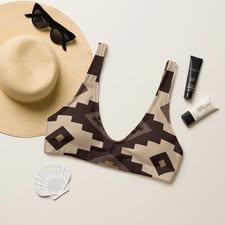 Ready to Ship Yeehaw Earth Aztec Print Bikini Top size LARGE by Baha Ranch Western Wear