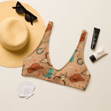 Ready to Ship Yeehaw Western Symbols Print Bikini Top size LARGE by Baha Ranch Western Wear
