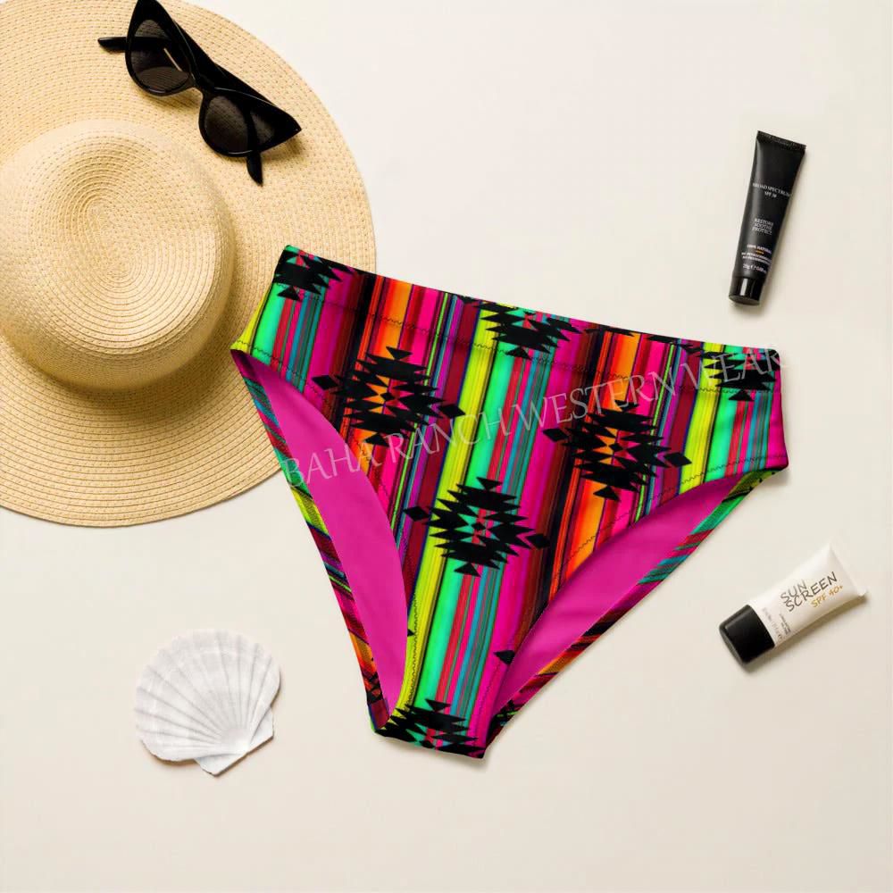 Ready to Ship Yeehaw Neon Aztec Print Bikini Bottom 2XL by Baha Ranch Western Wear