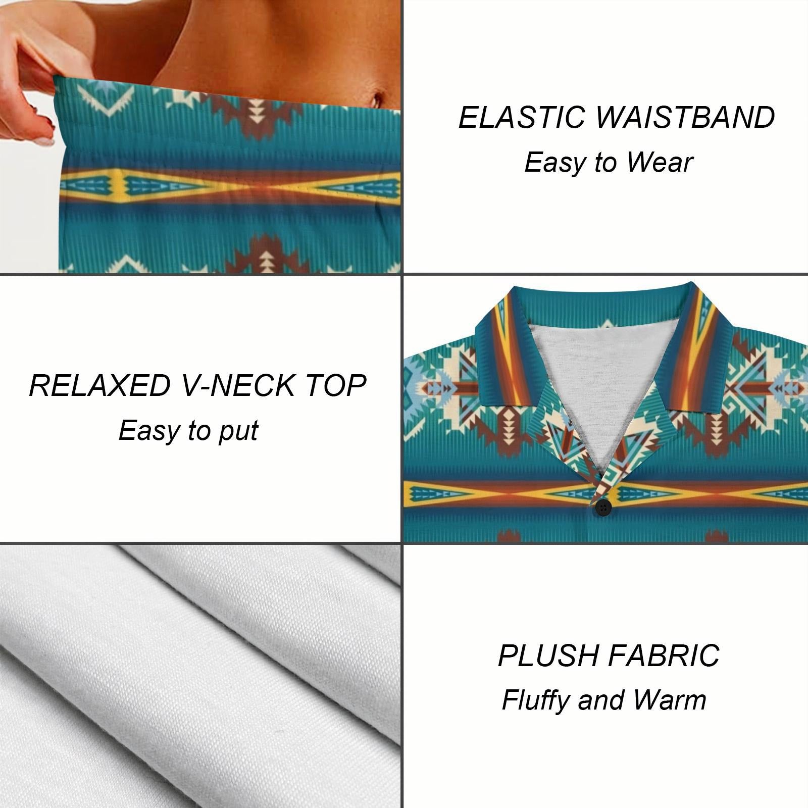 Baha Ranch Teal Aztec Women's Pajama Set Made in America by Baha Ranch Western Wear - product image 3