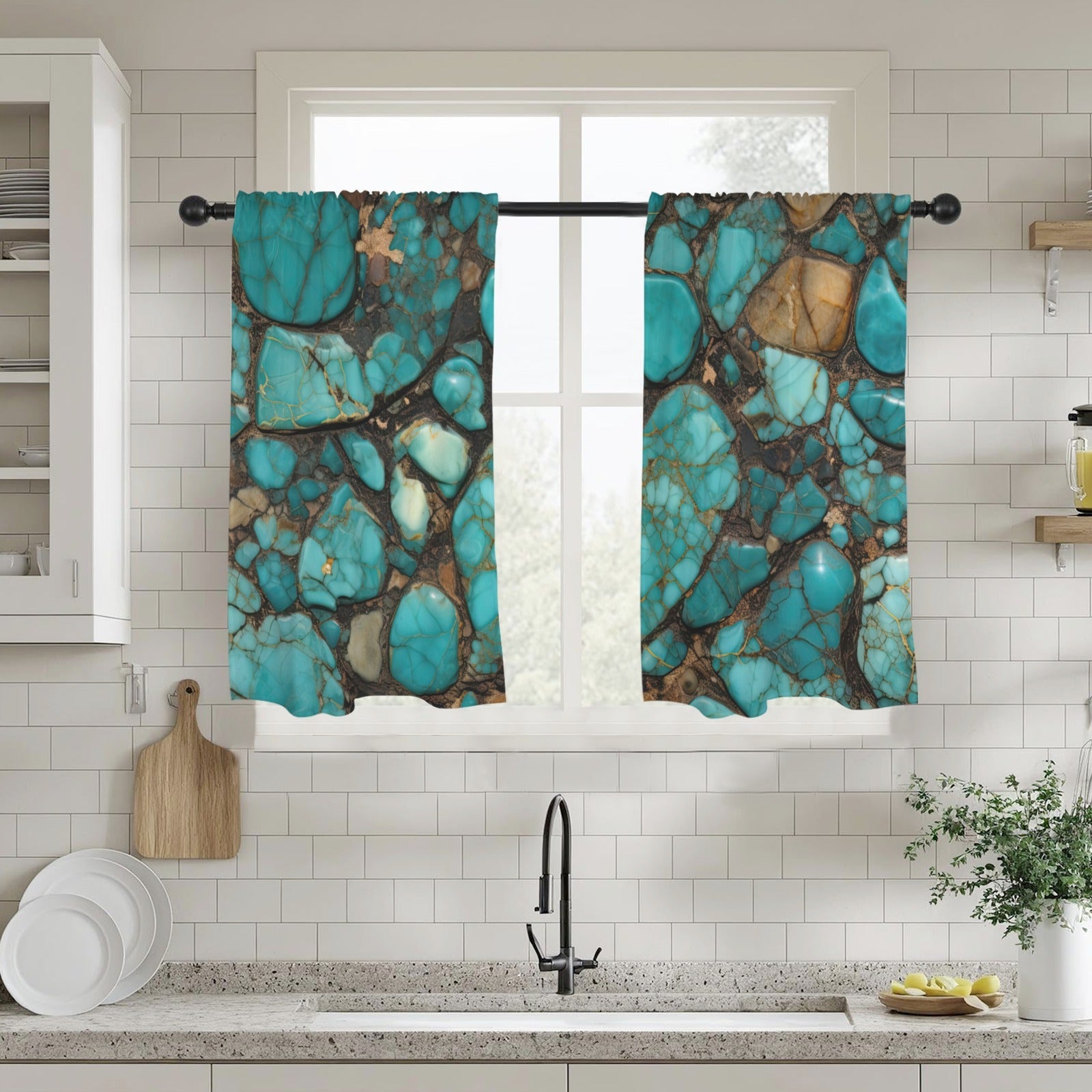 Baha Ranch Turquoise Window Curtains 28"x40" (2-Piece) Made in America by Baha Ranch Western Wear