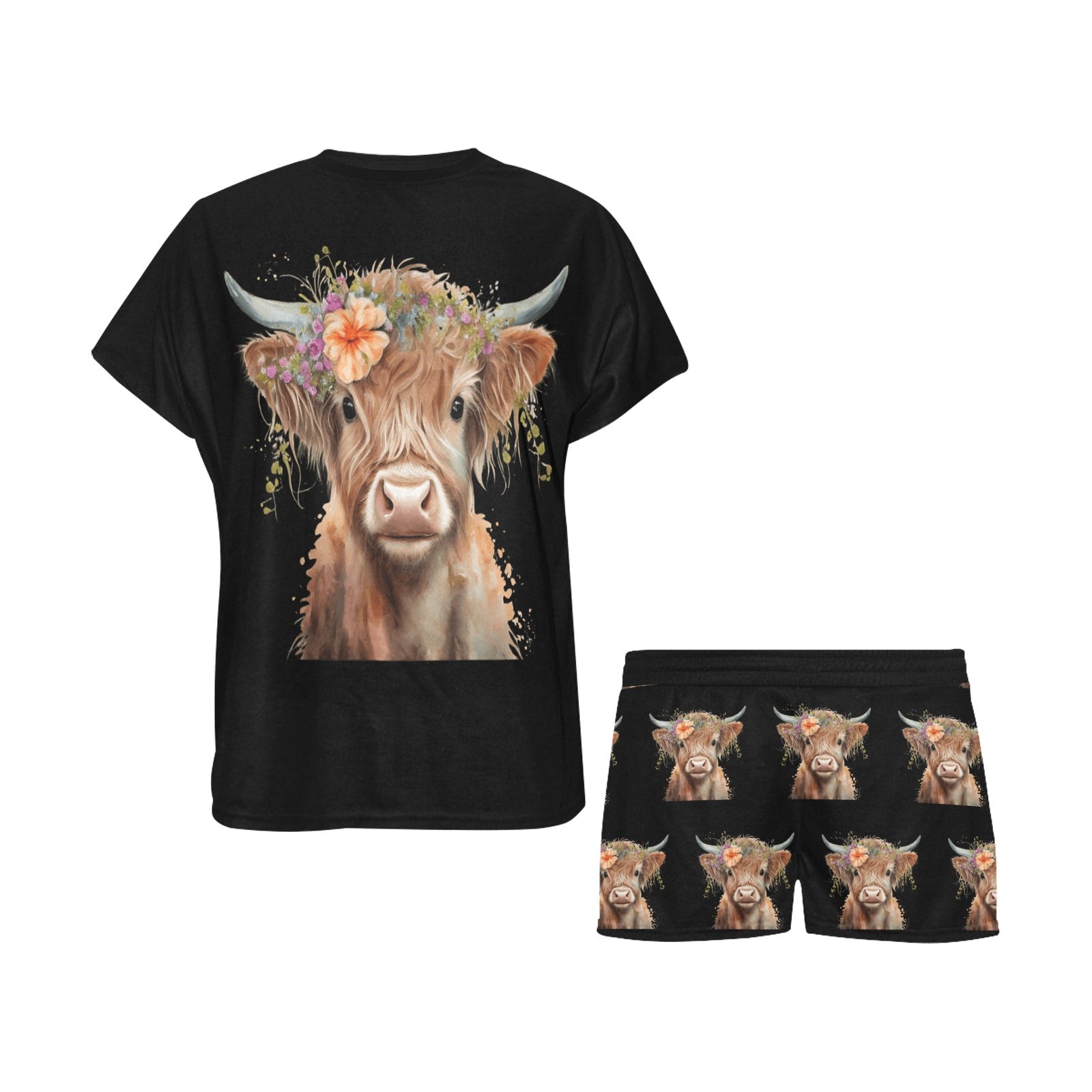 Baha Ranch Highland Calf Women's Western Top and Short Pajama Set by Baha Ranch Western Wear - product image 4