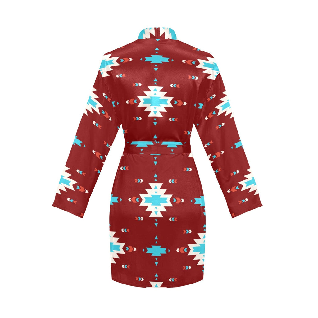 Baha Ranch Burgandy Aztec Women's Belted Satin Feel Dressing Lounge Robe by Baha Ranch Western Wear - product image 4