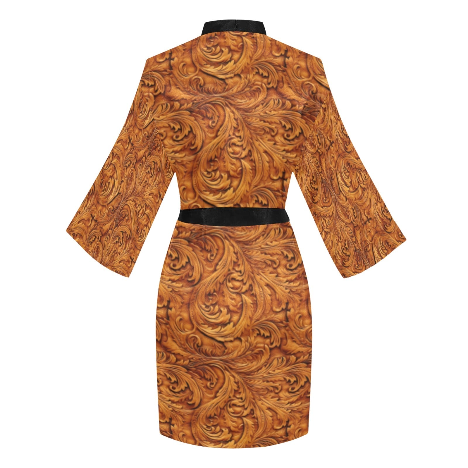 Baha Ranch Tooled Leather Print Women's Lounge Kimono Robe by Baha Ranch Western Wear - product image 4