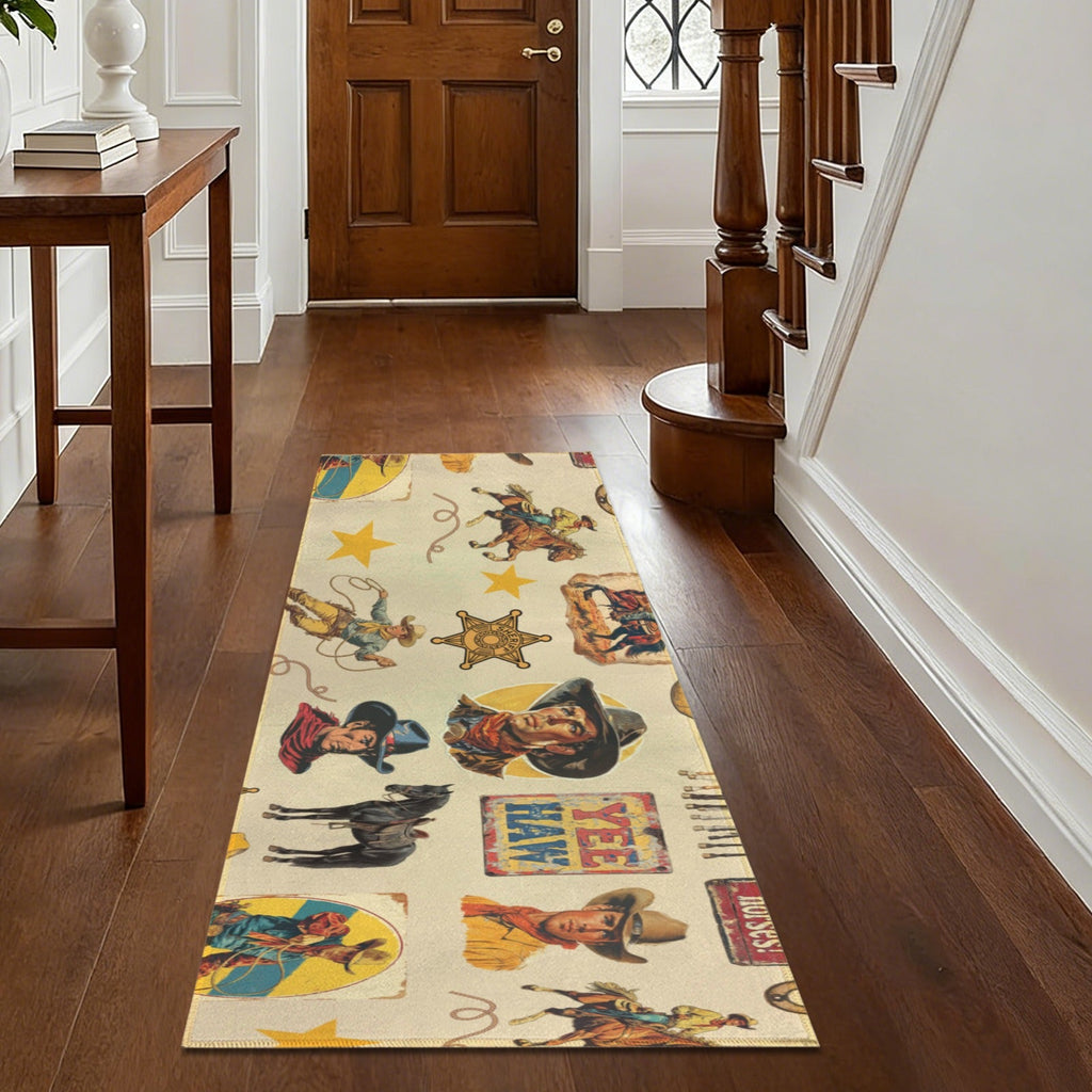 Vintage Cowboy Collage Floor Rug Runner Indoor 60" x 22" Made in America by Baha Ranch Western Wear - product image 6