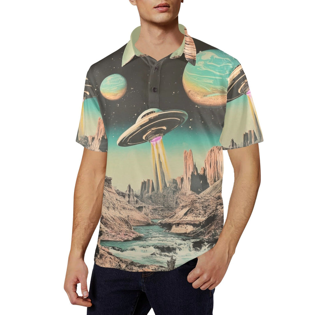 Baha Ranch Retro Pop Western Space Cowboy Polo Shirt by Baha Ranch Western Wear