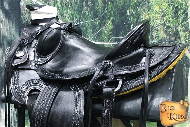 Hilason Wade Ranch Roping Full-Grain Leather Saddle — Black