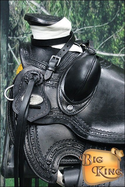 Hilason Wade Ranch Roping Full-Grain Leather Saddle — Black