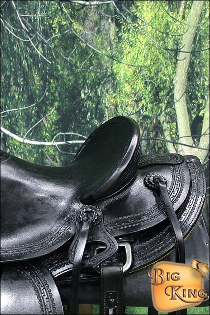 Hilason Wade Ranch Roping Full-Grain Leather Saddle — Black