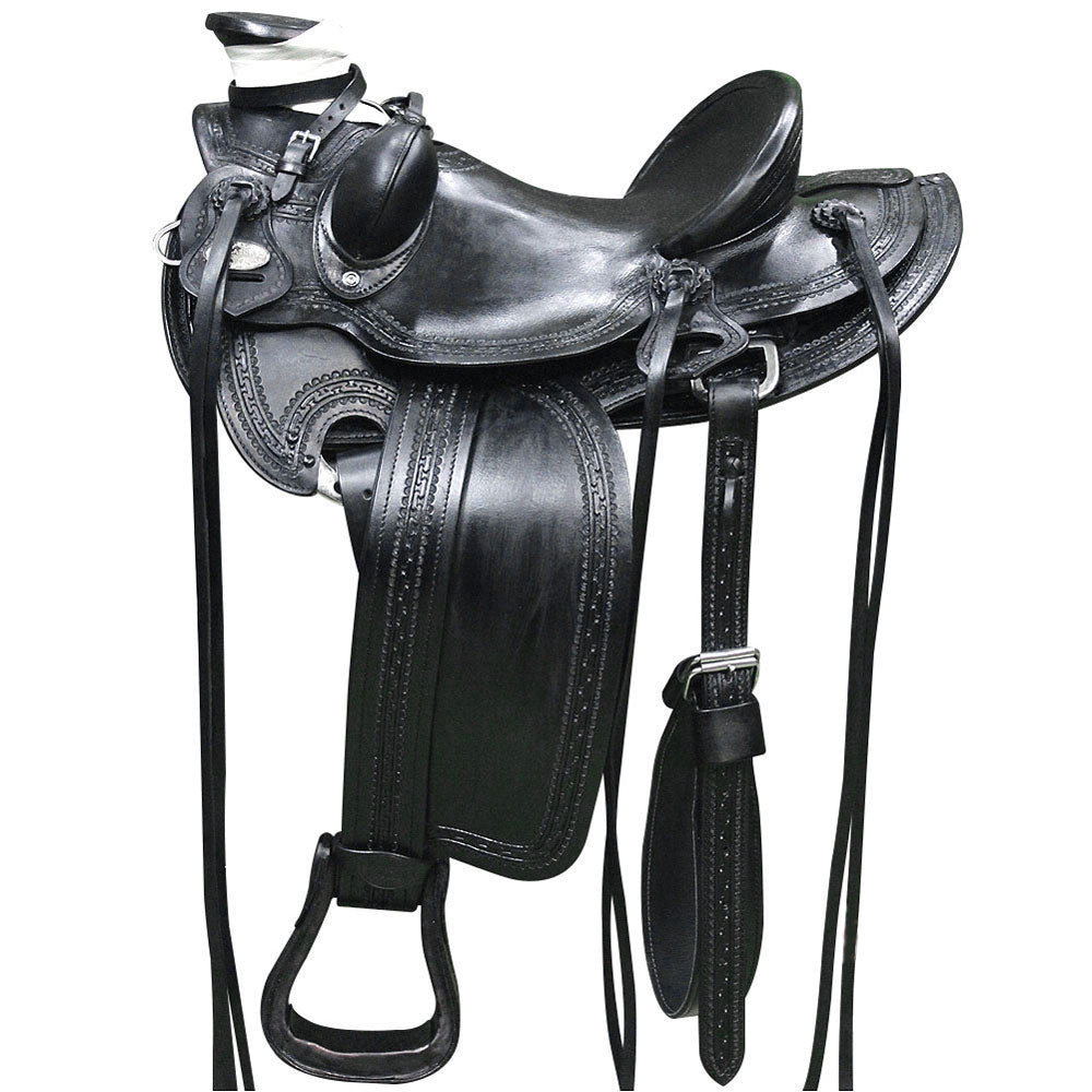 HILASON Western Horse Wade Saddle American Leather Ranch Roping Black | Hand Tooled & For Horses