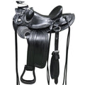 Hilason Wade Ranch Roping Full-Grain Leather Saddle — Black
