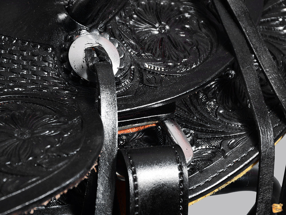 HILASON Western Horse Wade Saddle American Leather Ranch Roping Black | Hand Tooled & For Horses