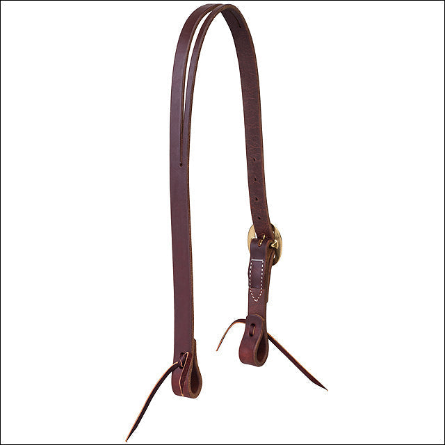 Weaver Working Cowboy Split-Ear Oiled Leather Headstall — Solid Brass, 1"