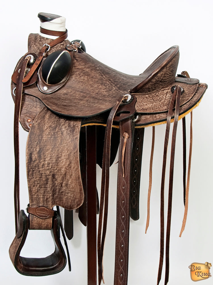 HILASON Western Horse Wade Saddle American Leather Ranch Roping Dark Brown | Hand Tooled & For Horses