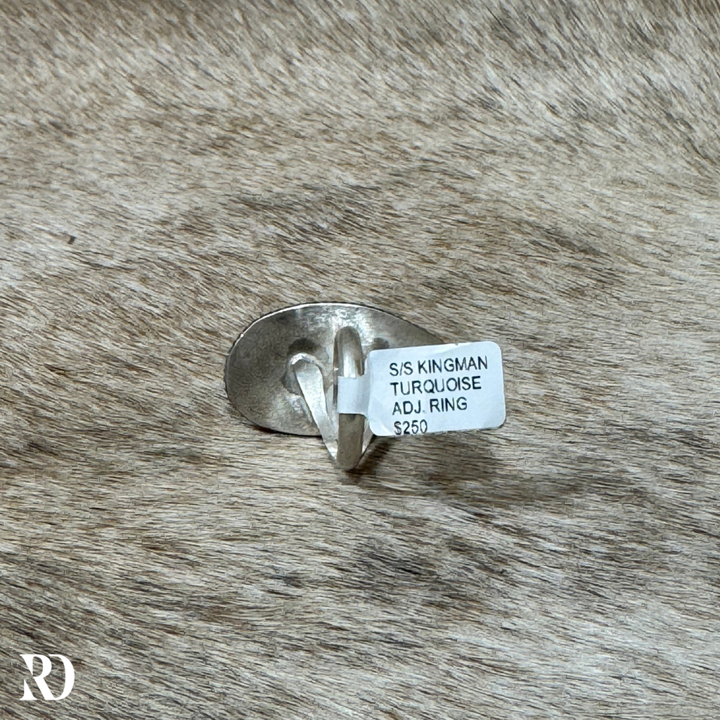 Kingman Turquoise Adjustable Ring By Donovan Nez — view 3