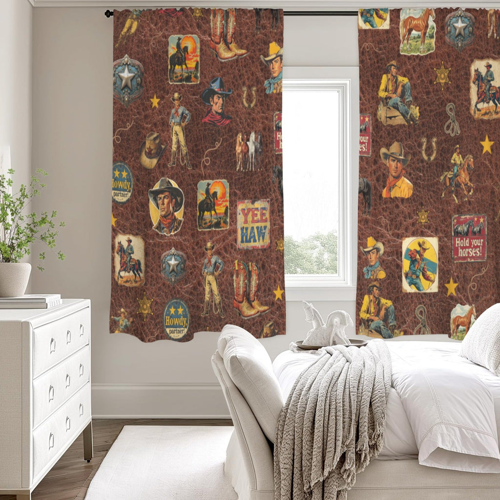 Baha Ranch Vintage Cowboy Collage Western Curtains 52" x 63" Made in America by Baha Ranch Western Wear