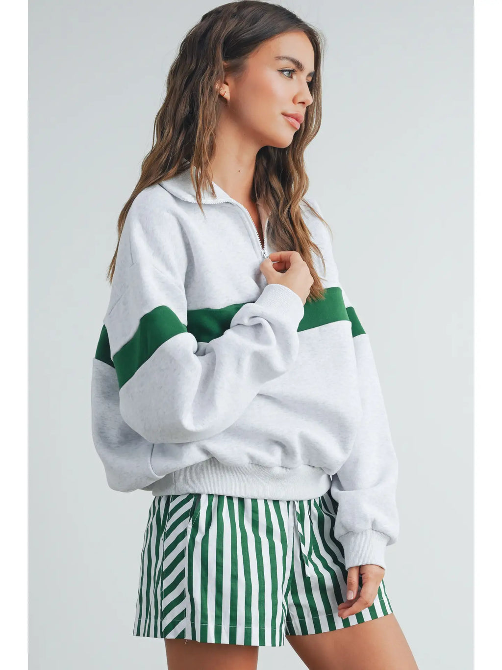 Tate Two Toned Half Zip | Pullover — view 5