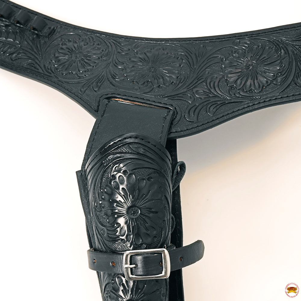 Hilason Western Right Hand Gun Holster Rig 44/45 Caliber Leather Cowboy