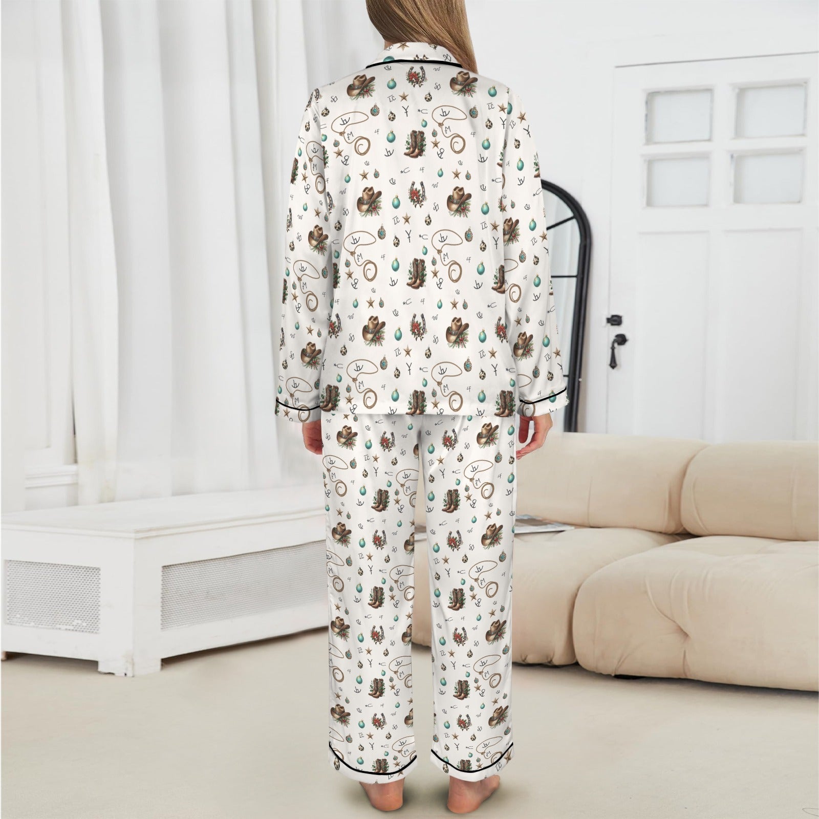 Baha Ranch Boots and Brands Western Christmas Long Satin Pajamas by Baha Ranch Western Wear - product image 4