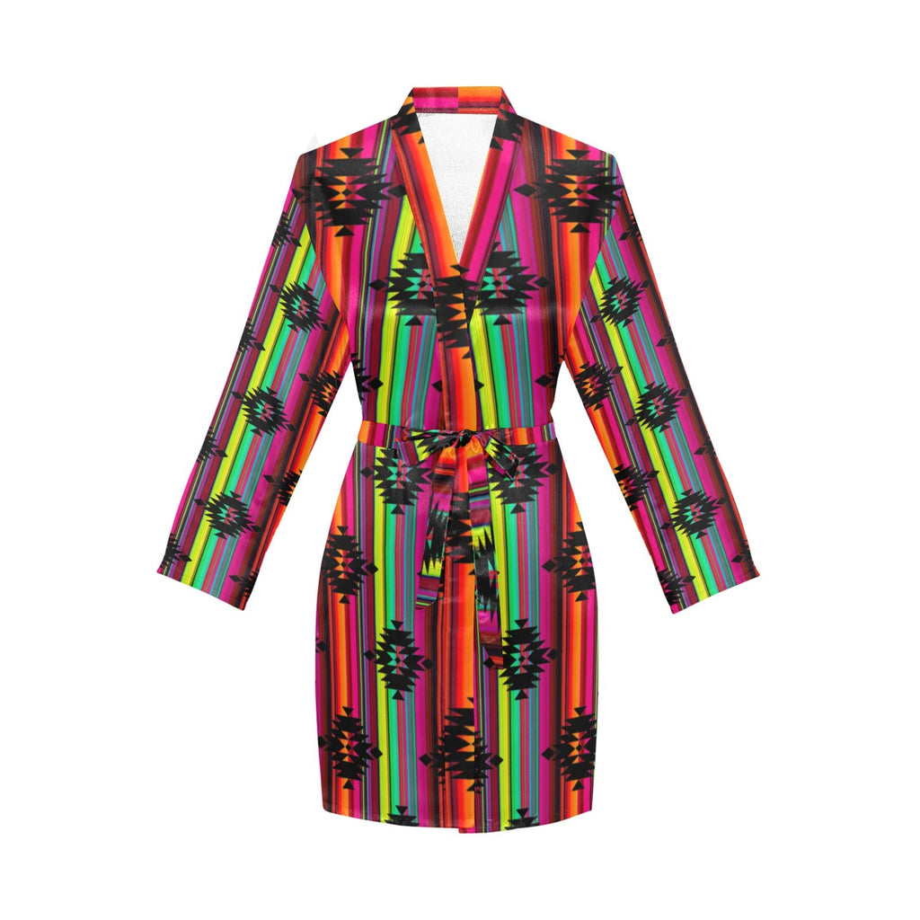 Baha Ranch Neon Aztec Women's Long Sleeve Belted Satin Feel Dressing Lounge Robe by Baha Ranch Western Wear - product image 3