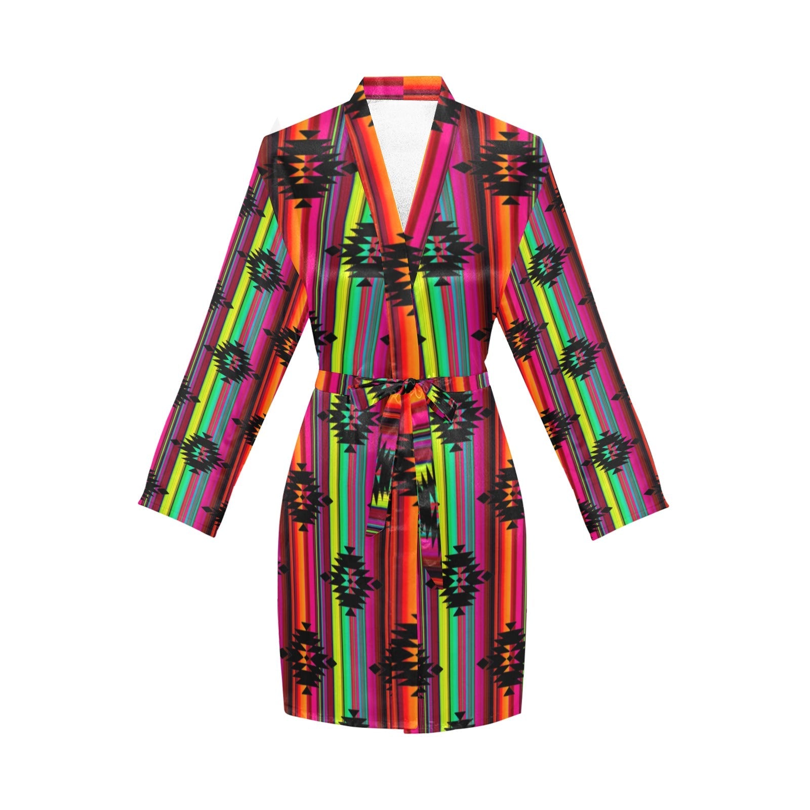 Baha Ranch Neon Aztec Women's Long Sleeve Belted Satin Feel Dressing Lounge Robe by Baha Ranch Western Wear - product image 3