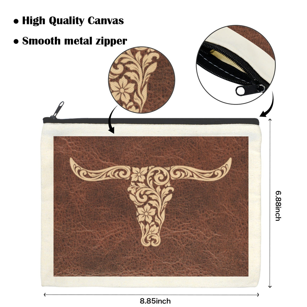 Baha Ranch Tooled Longhorn Set of 5 bags Cosmetic Bag Made in America by Baha Ranch Western Wear - product image 3
